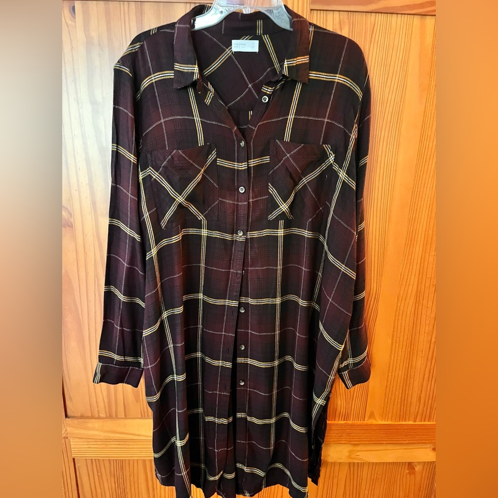 Maurices Plaid Button-Up Duster